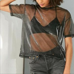 Urban outfitters sheer metallic tee